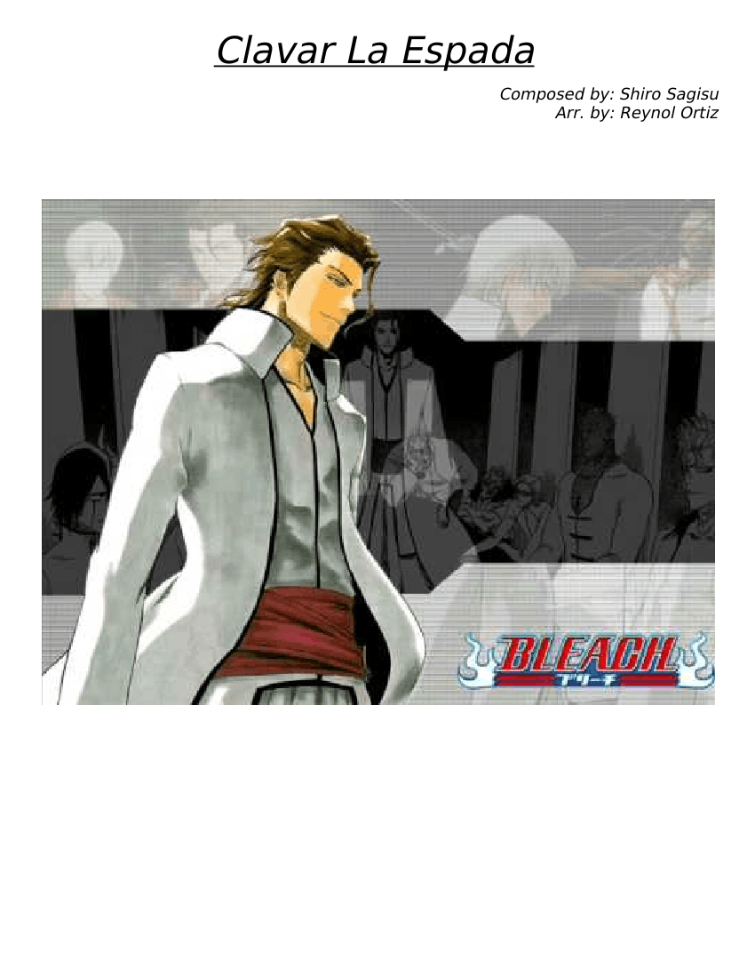 Clavar La Espada Bleach Sheet music for Tambourine, Guitar, Drum