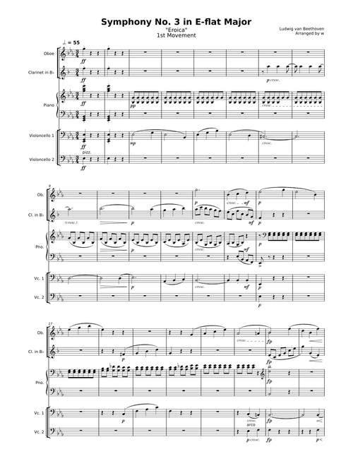 Symphony No. 3 in E-flat Major, Op. 55 (''Eroica'') – Ludwig van Beethoven Mvmt 1 for Mixed Quintet