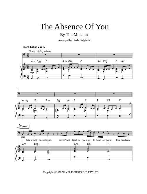 The Absence Of You (Arr. Linda Dalgliesh) - Tim Minchin (Vocal Solo)