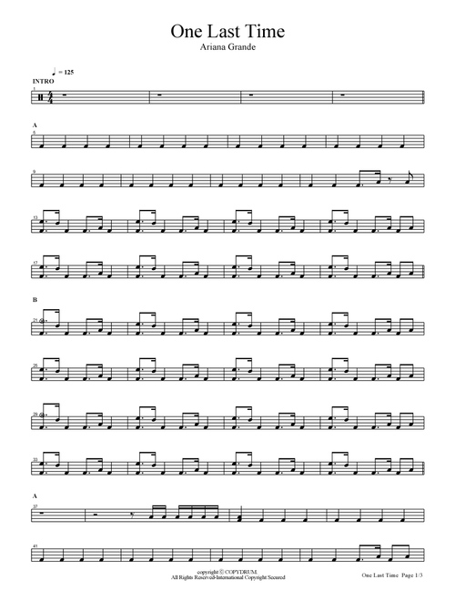 One Last Time (Arr. COPYDRUM) - Ariana Grande (Drums)