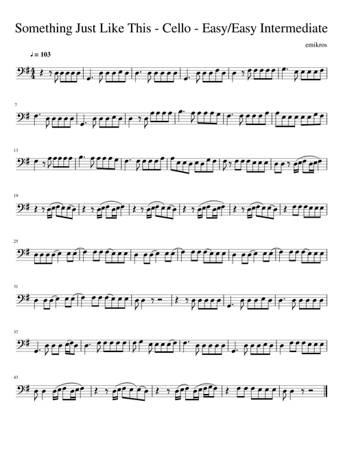 Something Just Like This Cover Cello Easy