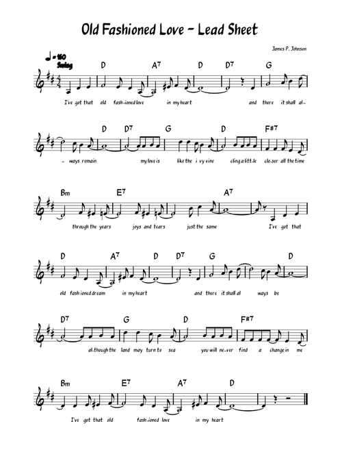 Old Fashioned Love – CECIL MACK & JIMMY JOHNSON Old Fashioned Love – Lead Sheet