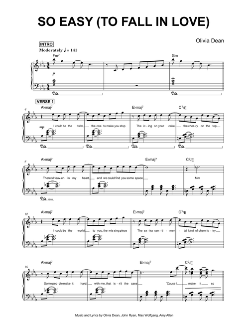 So Easy (To Fall In Love) - Olivia Dean (Piano)