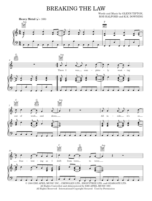 Breaking the law - Judas Priest (Piano-Vocal-Guitar)
