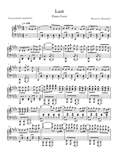 Lust – Piano Cover