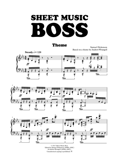 Sheet Music Boss Theme (Piano) - Samuel Dickenson, Andrew Wrangell (Piano Solo)