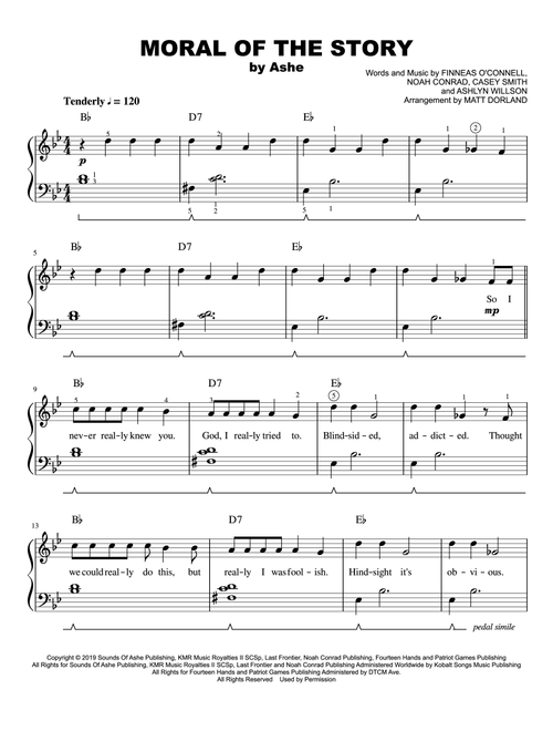 Moral Of The Story (Arr. Matt Dorland) - Ashe (Easy Piano)