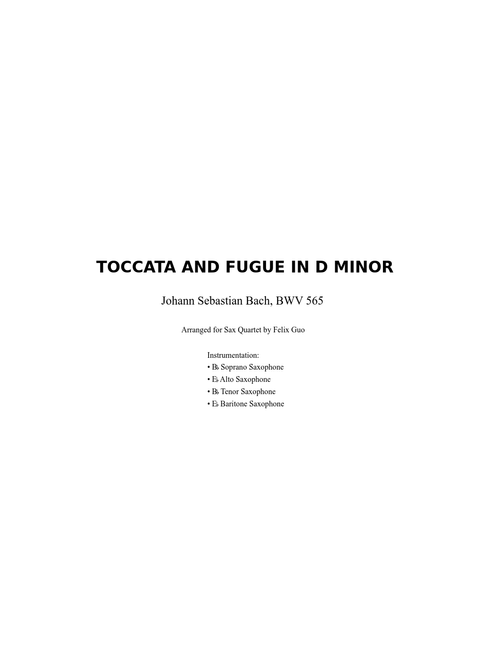 Toccata and Fugue Performance Version