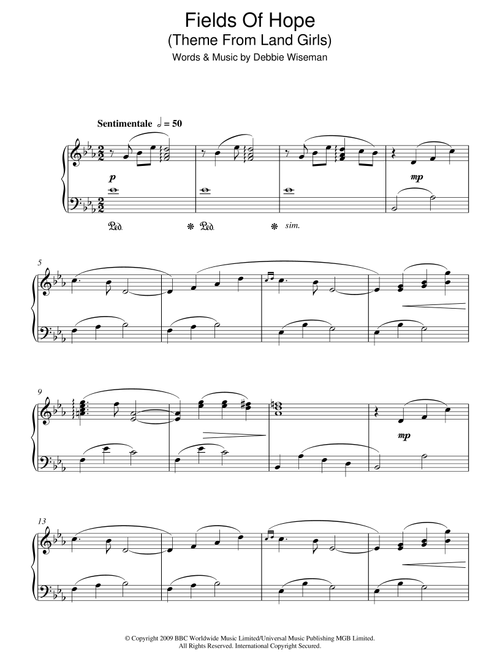 Fields Of Hope (Theme From Land Girls) - Debbie Wiseman (Piano Solo)