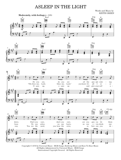 Asleep in the light - Keith Green (Piano-Vocal-Guitar)