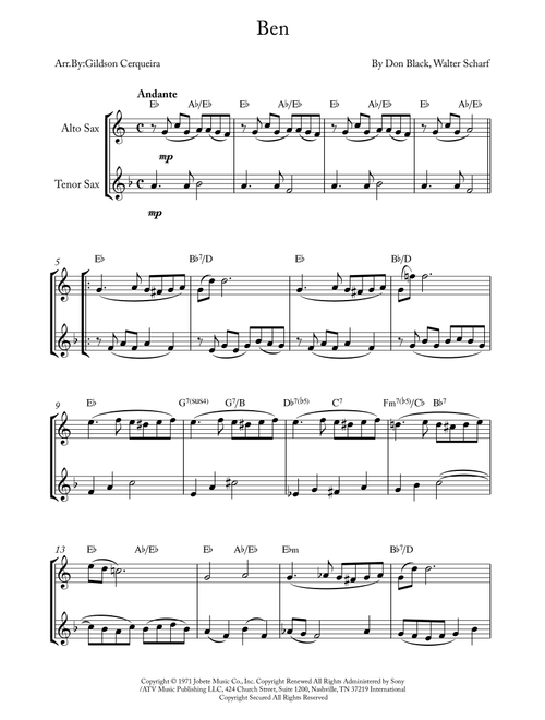 Ben (Arr. Gildson Cerqueira) - Michael Jackson (Instrumental Duet)