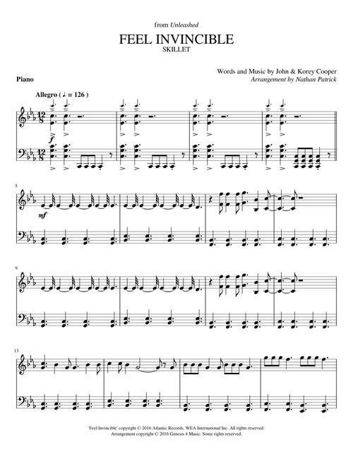 Feel Invincible - Skillet - Piano