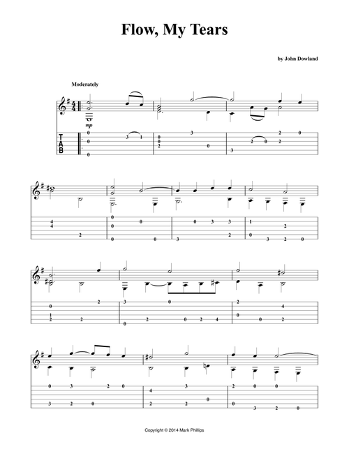 Flow, My Tears (Arr. Mark Phillips) - John Dowland (Guitar Tab)