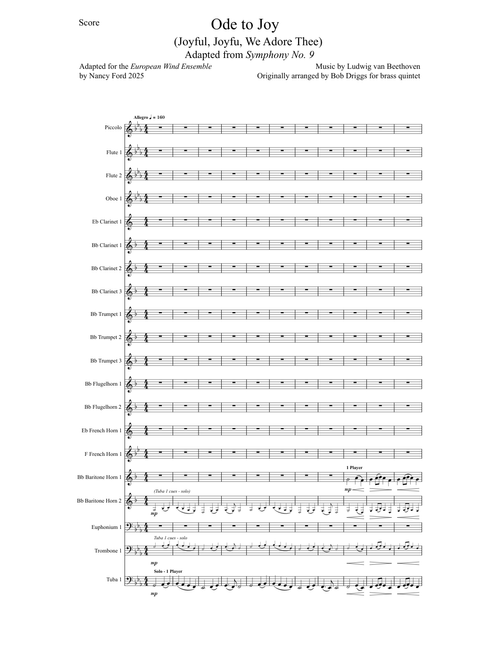 Ode to Joy - Ludwig van Beethoven (for large wind ensemble)