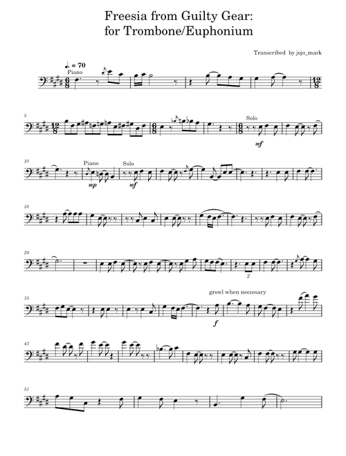 Freesia from Guilty Gear for Trombone/Euphonium