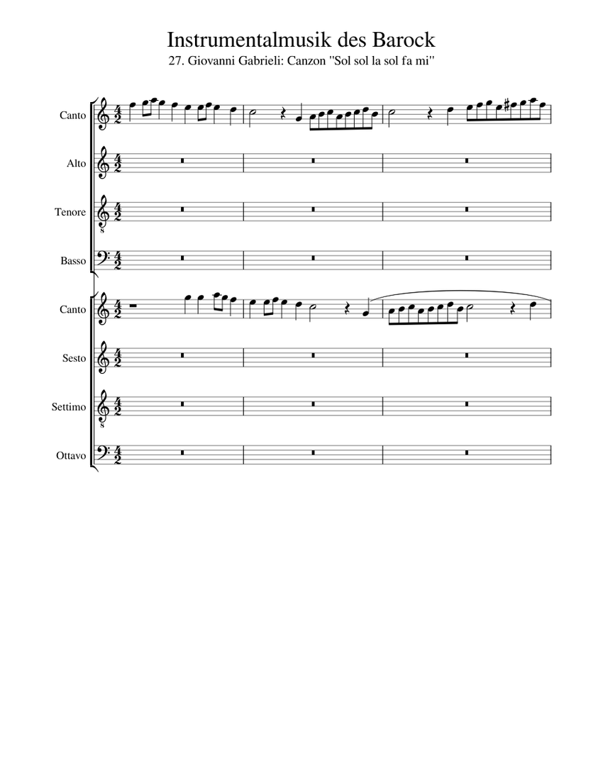 27. Giovanni de Gabrieli: Canzon "Sol sol la sol fa mi" Sheet Music for ...