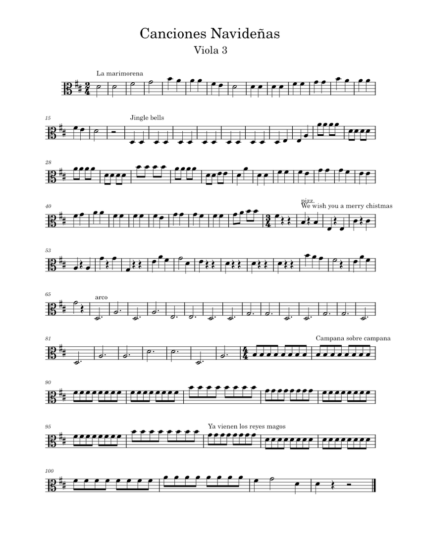 Remix_Canciones_Navideñas viola 3 Sheet music for Viola (Solo