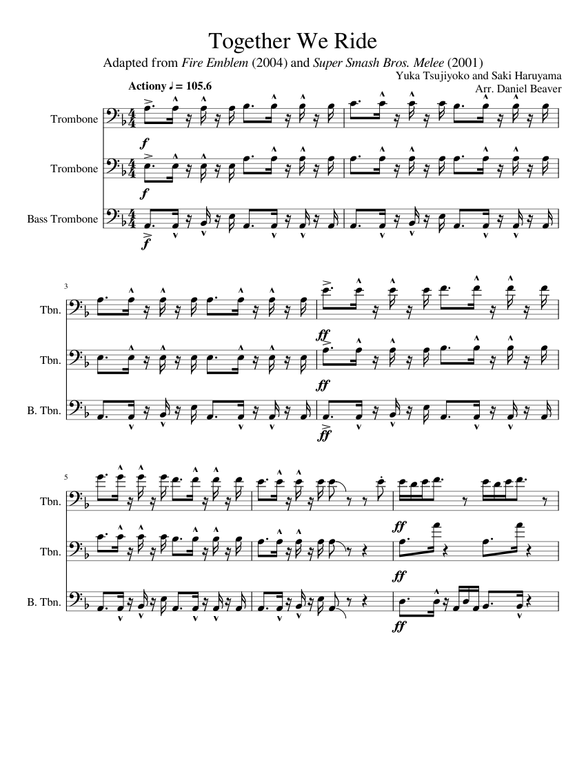 Together We Ride Sheet music for Trombone, Trombone bass (Mixed Trio ...