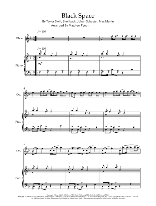 Blank Space (Arr. Matthew pyeon) - Taylor Swift (Oboe and Piano)