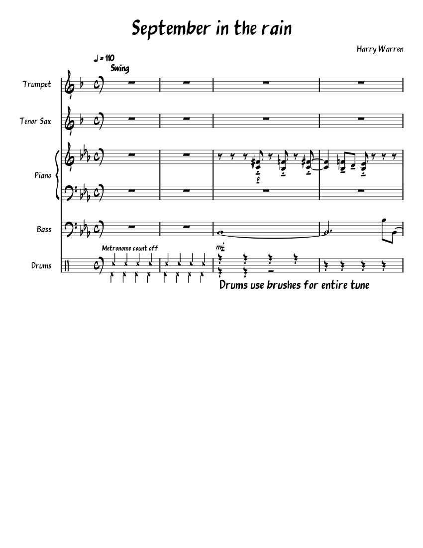 September in the rain#1 Sheet Music with Chords for Piano, Saxophone ...