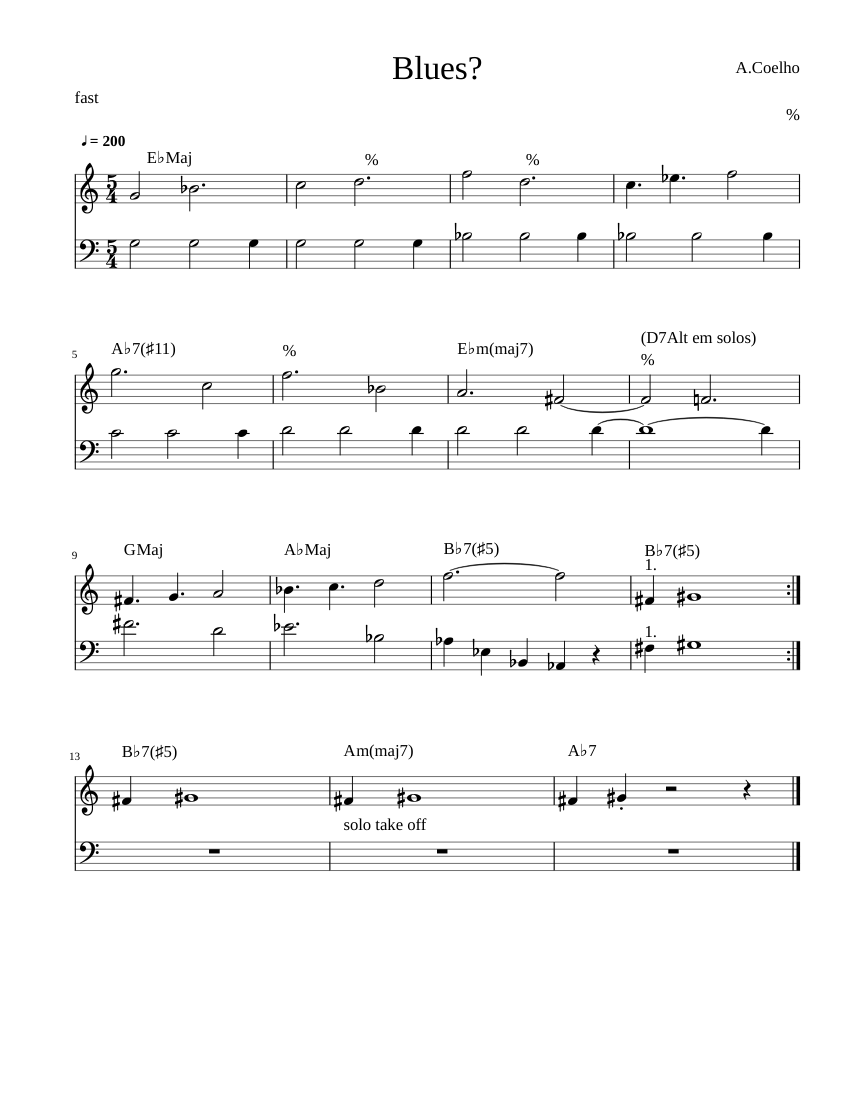 Blues Sheet music for Piano (Piano Duo) | Musescore.com