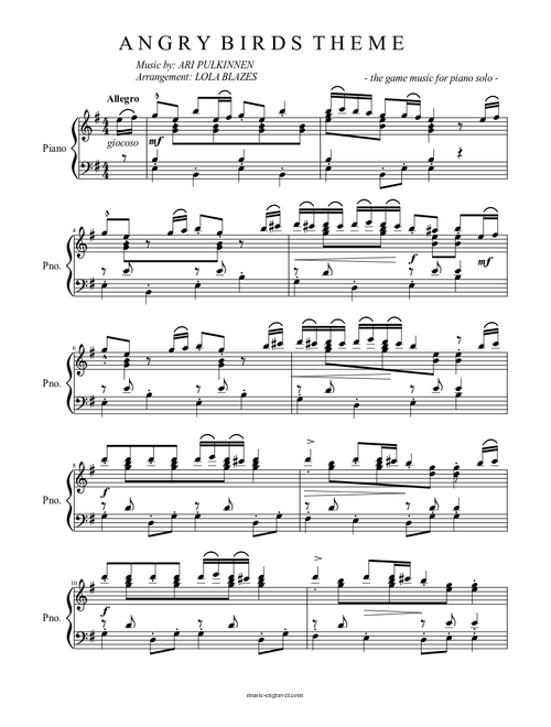 Angry Birds Theme - Piano