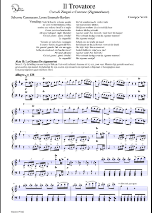 Verdi, Il Trovatore: Stride la vampa Sheet Music for Piano, Flute