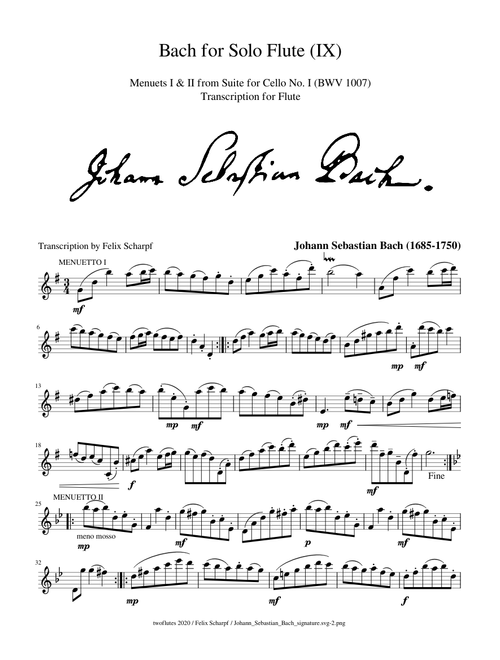 Bach for Solo Flute (IX) Menuets 1 & 2 from Suite No. I (BWV 1007)