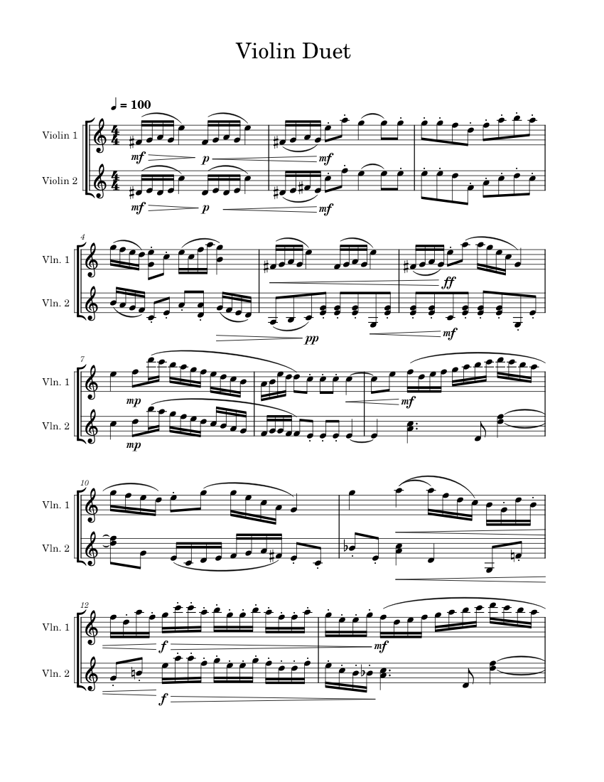 Violin Duet Sheet music for Violin (String Duet) | Musescore.com