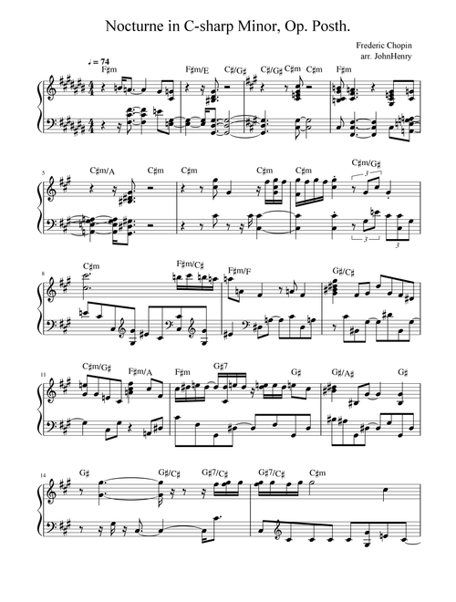 Nocturne in C-sharp Minor, Op. Posth. — Chopin | Easy Piano Solo (Arr. JohnHenry) - Frederic Chopin (Easy Piano)