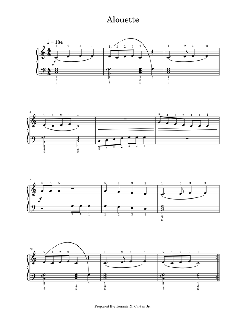 Alouette Sheet music for Piano (Solo)