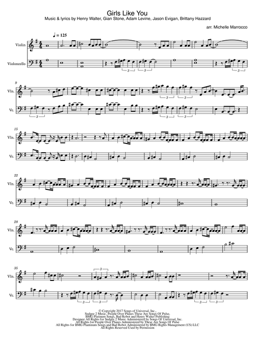 Girls Like You (Arr. Michelle Marrocco) - Maroon 5 (Instrumental Duet)
