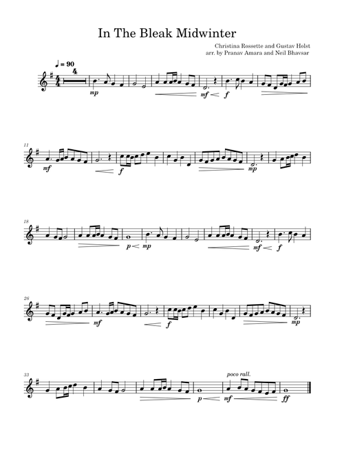 In the bleak midwinter – Gustav Holst Baritone Saxophone