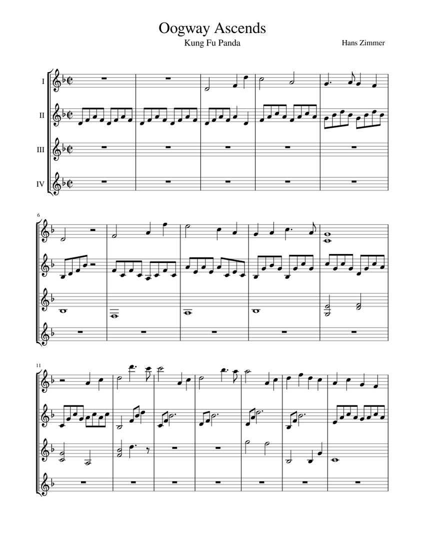 Oogway Ascends Sheet music for Guitar (Mixed Quartet)