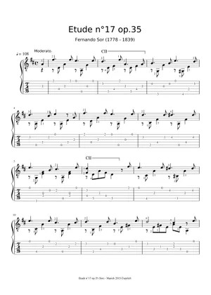Etude n°1 op.35 - Fernando Sor (1778 - 1839) Tablature Sheet Etude n°1 op.35 - Fernando Sor (1778 - 1839) Tablature Sheet