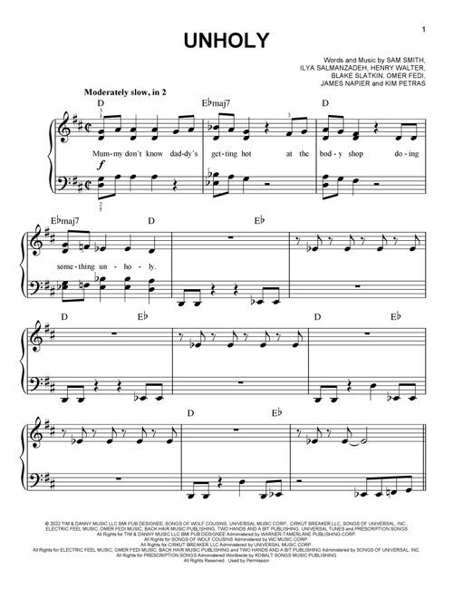 Unholy (feat. Kim Petras) - Sam Smith (Easy Piano)