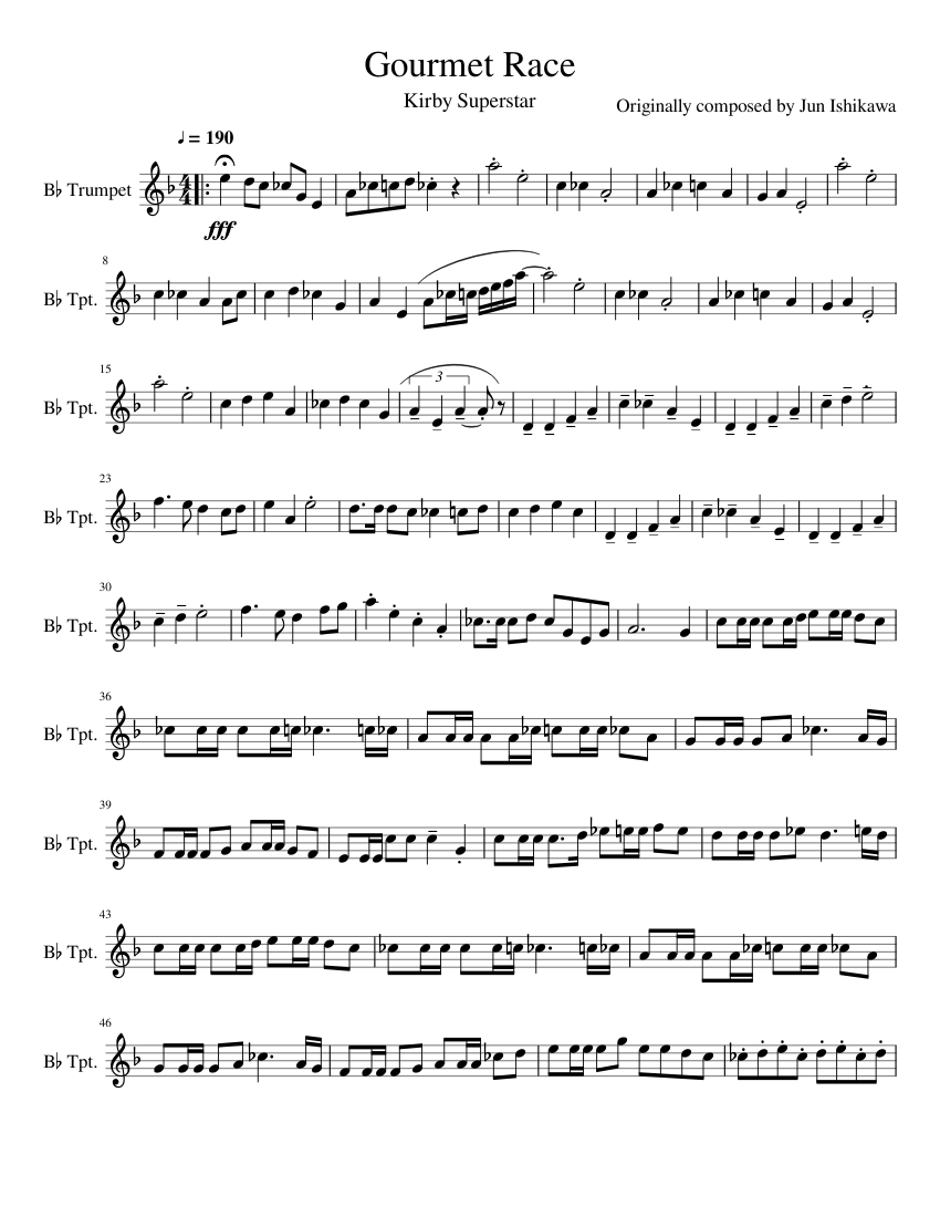 Gourmet Race Sheet music for Flute, Trumpet in b-flat (Mixed Duet) |  