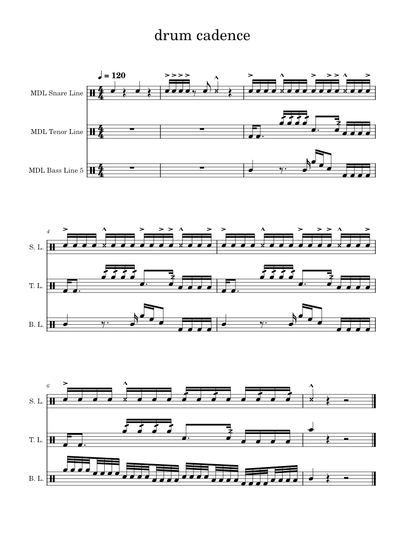 Drum Cadence Misc drum cadence Sheet music for Snare drum, Tenor drum