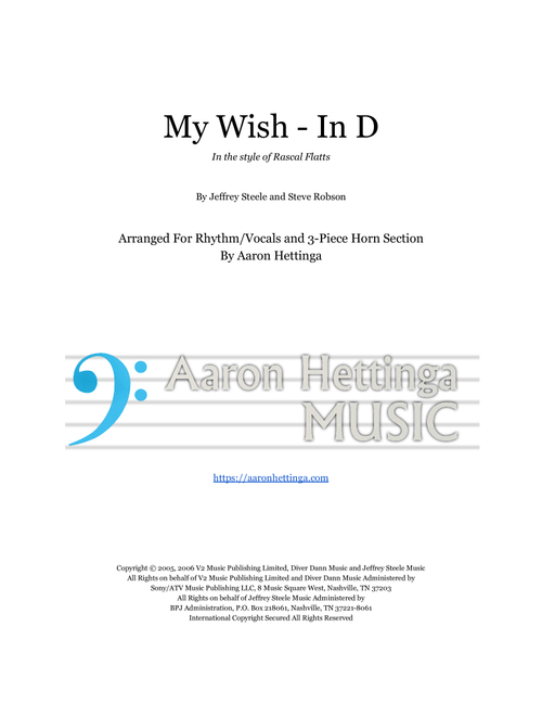 My Wish (Arr. Aaron Hettinga) - Rascal Flatts (Small Ensemble)