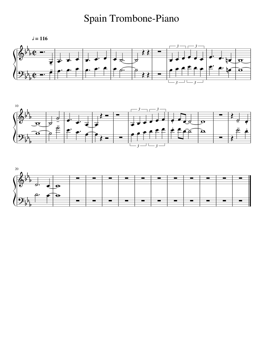 Spain TrombonePiano Sheet music for Piano (Solo)