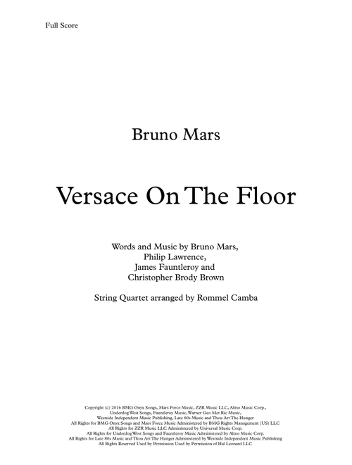 Versace On The Floor (Arr. Rommel Camba) - Bruno Mars (String Quartet)
