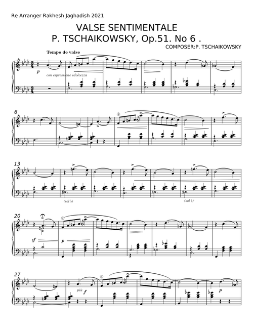 Valse Sentimentale, Op. 51, No. 6 - Pyotr Ilyich Tchaikovsky