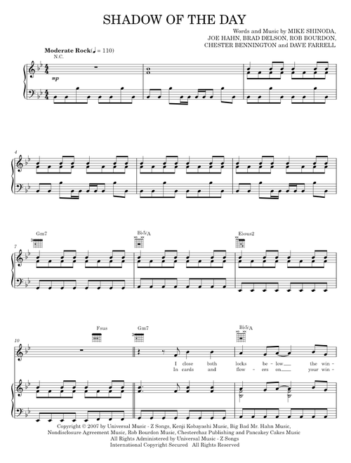 Shadow of the day - Linkin Park (Piano-Vocal-Guitar)