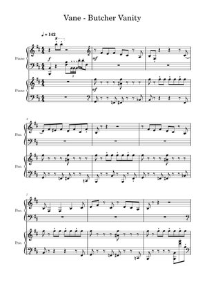 BUTCHER VANITY – Vane Lily Sheet Music for Piano, Violin, Guitar, Drum ...