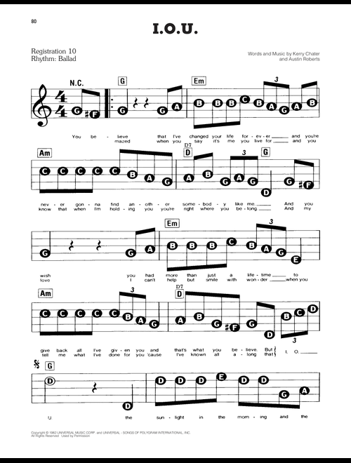 I.O.U. - Lee Greenwood (E-Z Play Today)
