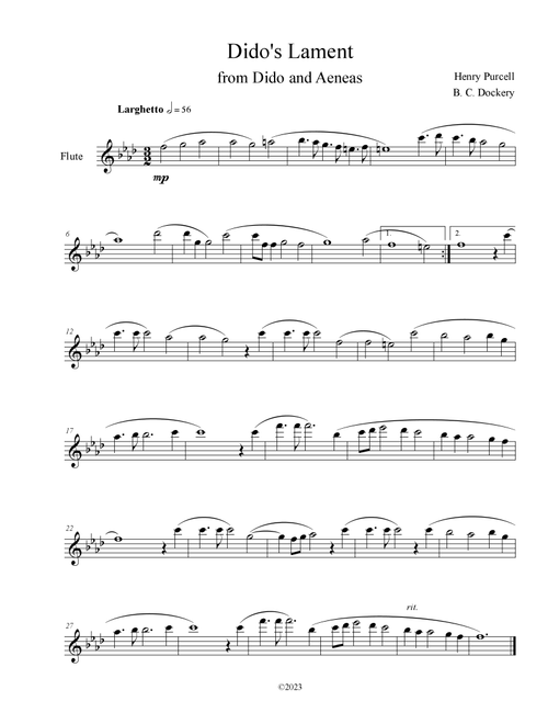 Dido's Lament (Flute Solo) (Arr. B. C. Dockery) - Henry Purcell (Flute Solo)