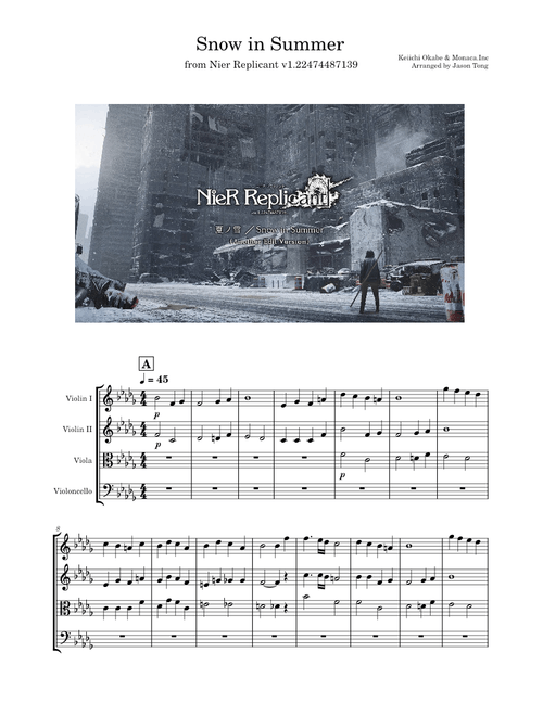 Snow in Summer - NieR Replicant ver.1.22474487139 - Keiichi Okabe - arranged for string quartet