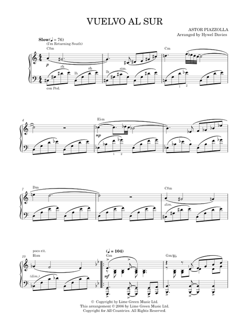 Vuelvo Al Sur - Astor Piazzolla (Piano Solo)