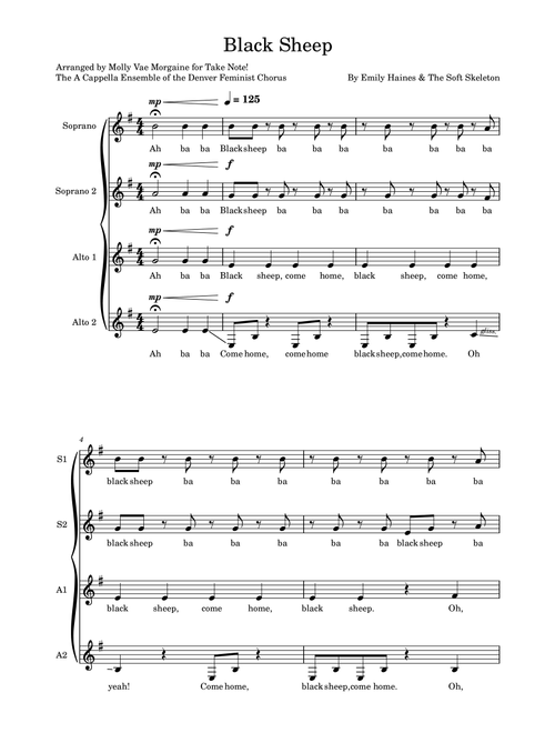 Black Sheep (Arr. Molly Vae Morgaine) - Metric (Choral, SSAA)