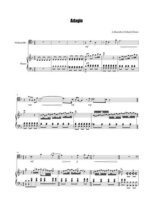 Adagio (Arr. Orizen) - Marcello (Cello and Piano)